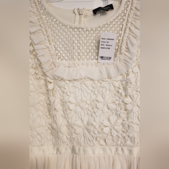 NWT Suzanne Betro Sz. M Cream Colored Floral Lace Dress - Picture 2 of 4